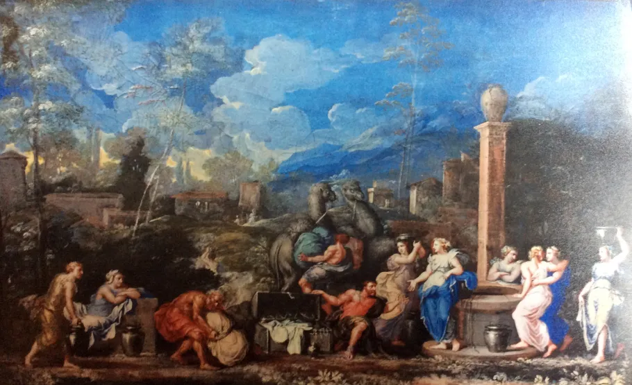 Eliezer et Rebecca au puits, gouache Eliezer et Rebecca au puits, gouache